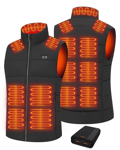 Techstuph Heated Gilet with 20000mAh Power Bank for Men & Women Heated Vest for Men with 15 Heating Zones, 3 Temp Levels, Lightweight Heated Gilet Womens for Outdoor, Work, Walking