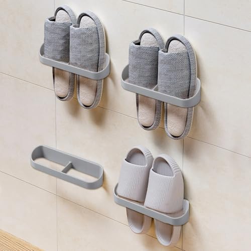 TANGHSE Wall Mounted Shoes Rack - 4Pcs Shoes Organisers with Slots Motorhome Shoe Holder Storage Organizer Self Adhesive Hanging Shelf Door Shoe Hangers for Bathroom Caravan Front Door
