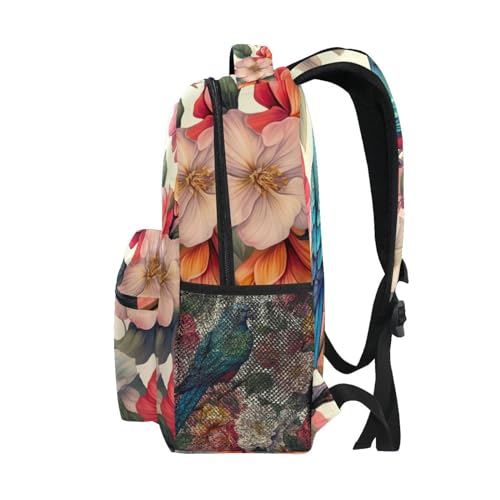 Sac à dos ordinateur imperméable multi-poches SKYSHU oiseau fleur 16" - 4