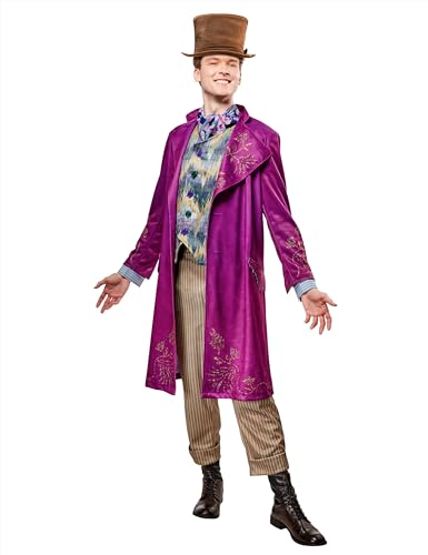 Rubies Disfraz Willy Wonka para Adultos, Chaqueta con Chaleco, Pantalones y Sombrero, Licencia Oficial Charlie y la Fabrica de Chocolate, Wonka para Carnaval, Navidad y Cosplay