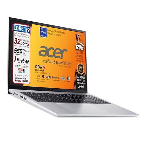 acer Notebook, Intel Core i9 13900H 13Th, RAM DDR5 32Gb, SSD PCIe NVMe 1Tb, display 16 WUXGA 120Hz FHD+, 4 Usb, Tastiera Retroilluminata, Wi-Fi 6, Display Port, Win 11 - Pronto all'Uso