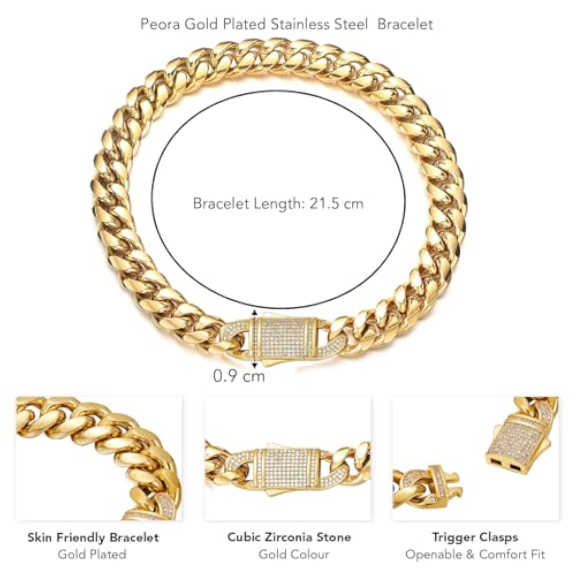 Cuban Link Chain Pattern Openable Bracelet for Men & Boys