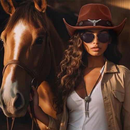 Image of Mepase 18 Pcs Cowboy Hat with Bolo Tie Sunglasses Rodeo Western Costume Accessories for Men Women Cosplay Halloween Party