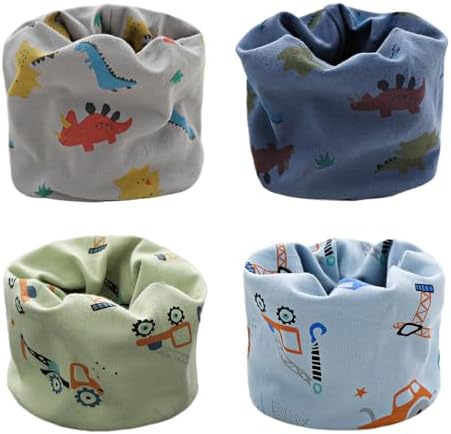 ZYUPHY Kinder Schals, 4 Stück Loop Schal Baumwolle Schlauchschal Baby Hals Wärmer Multifunktionstuch Winter Herbst Frühling für Jungen Mädchen