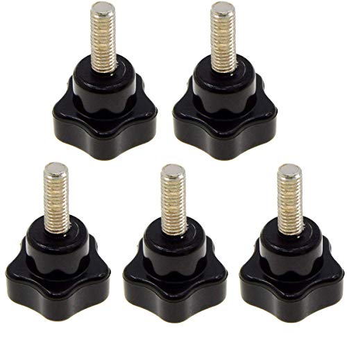 YXQ M5 x 15mm Star Hand Knobs Black Male Thread Tightening Screw Clamping Grip Plastic Cap 5 Pcs