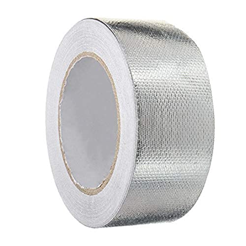 Image of 2 inch Fiber-Glass Cloth Tape Roll, 2 inches x 65 Yards Self-Adhesive Silver Duct Heat Reflective Tape, Insulation Resistant High Temperature HVAC Tape, Metal Repair, Patching Hot Cold Air