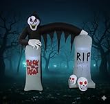 8 Foot Giant Halloween Inflatable Ghosts Skeleton Grim Reaper Skulls Tombstone Archway LED Lights Lighted Outdoor Indoor Holiday Decorations Blow up Yard Lawn Inflatables Home Family Outside Decor