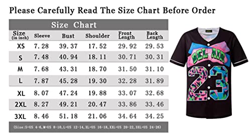 TIFIYA Bel-Air #23 Camisa de beisebol estampada frontal para festa de aniversário com tema dos anos