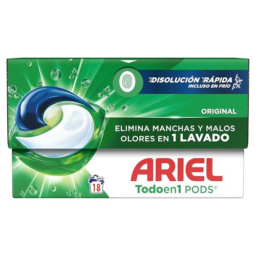 Ariel PODs Todo en 1 Detergente en Cápsulas Original, Elimina Manchas y Olores en 1 Lavado, 72 Cápsulas