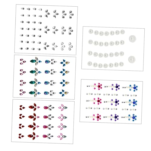 Ipetboom 5Sets Facial Gems Decals Stickers Self Adhesive Eye Gems for Makeup Rhinestone Face Decor for Festivals Easy to Apply Bling for Women Eye Catching Body Decoration