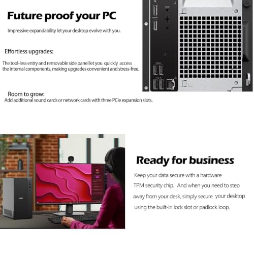 Image of Dell Pro Tower Desktop PC 2026, Intel i3-14100, 16GB DDR5 RAM, 512GB SSD | Dual Monitor Support, WiFi 6, Bluetooth, HDMI, DisplayPort,Type-C, Windows 11 Pro, Carbon Black