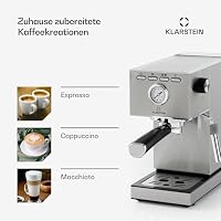 Klarstein Pausa Espressomaker, Siebträgermaschine mit 1350 Watt, Espressomaschine 7-9 Bar Druck, Siebträger Kaffeemaschine mit Wassertank: 1,4 Liter Edelstahl,silber – Ansicht 4