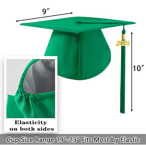 Image of 2026 Graduation Cap and Gown Matte Unisex for High School Bachelor | Heavyweight Matte Polyester, Zipper Closure, Adjustable Cap with 2026 Tassel, Sizes 39-60, Bulk Orders Available