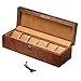 Aufbewahrungsbox mit 6 Positionen, aus Holz, Wildlederfutter, kombiniert mit Metallschloss, Schmuck-Aufbewahrungsbox