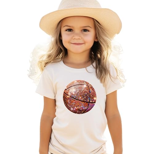Faux Glitter Basketball Shirt for Toddlers and Girls Cute Girly Tee for Basketball Season2