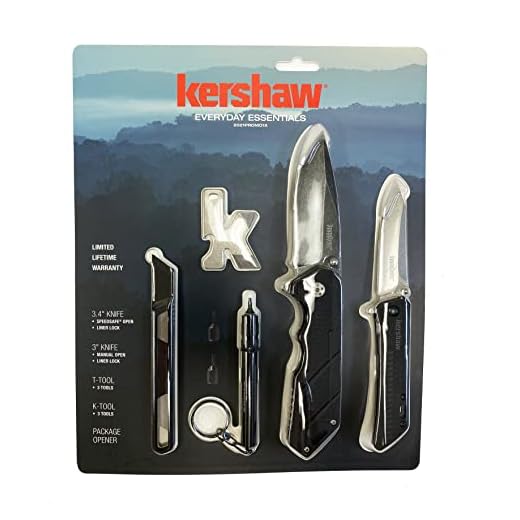 Kershaw Essentials Pocket Knives Gift Set, 3.4 inch Blade Knife and 3 inch Knife, 2 Tools Torx Bits Bottle Opener Designed in the USA, 5 pack