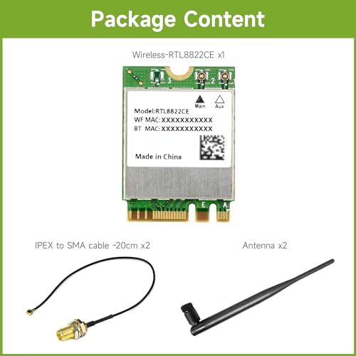 Waveshare RTL8822CE Wireless NIC, WiFi 5 Doble Banda 2.4G/5GHz, Bluetooth 5.0, Compatible con Linux y Windows 10/11 miniatura 2