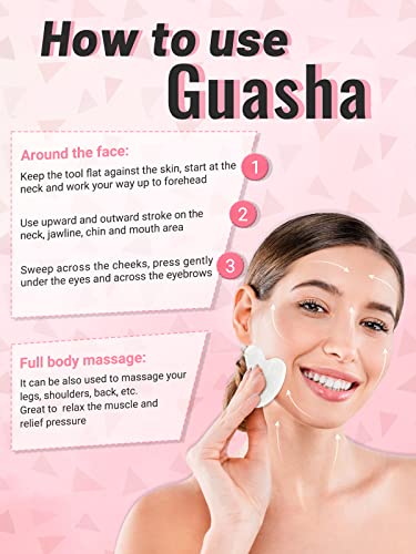 Deciniee Jade Roller And Gua Sha Set - Anti Aging Face Roller Massager & Gua Sha Facial Tools For Eye, Neck - Natural Guasha Facial Roller Skin Care Tools Body Muscle Relaxing Relieve Wrinkles-White #TOP3