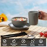Camping Utensilien, ReaNea Camping Mess Kit für Reisen, Camping, Picknick, Outdoor, Camping Gear Include Messer, Löffel, Gabel Besteck Set, Tasse, Schüssel, Teller, Camping Essentials