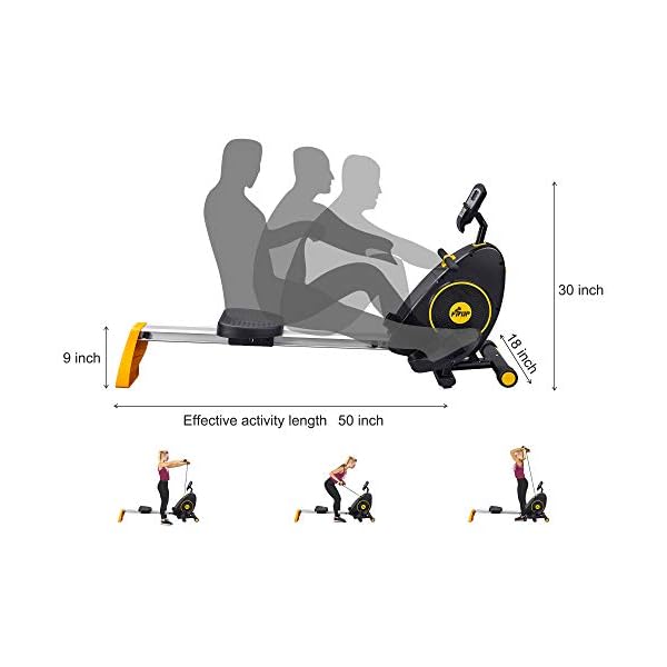 FISUP Rowing Machine 265LB Weight Capacity for Home Use with LCD Monitor and Comfortable Seat Cushion,50 Inch Slide Rail Indoor Rowing Machine for Cardio Training