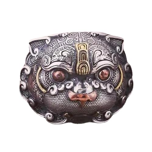 HOMSFOU Anillo Étnico Pi Yao de Cobre para Hombres, Accesorio Vintage de Salud y Riqueza, Tamaño 12, Amuleto de Protección Feng Shui Adecuado para Uso Diario y Bisutería Masculina