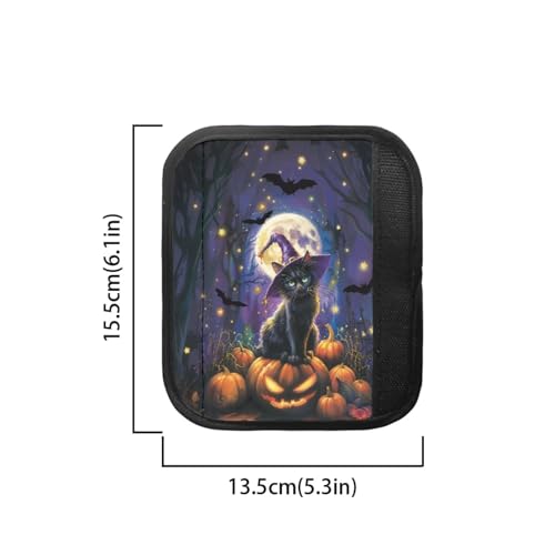 Image of Dreaweet Halloween Black Cat Witch Pumpkin Print Refrigerator Handle Covers