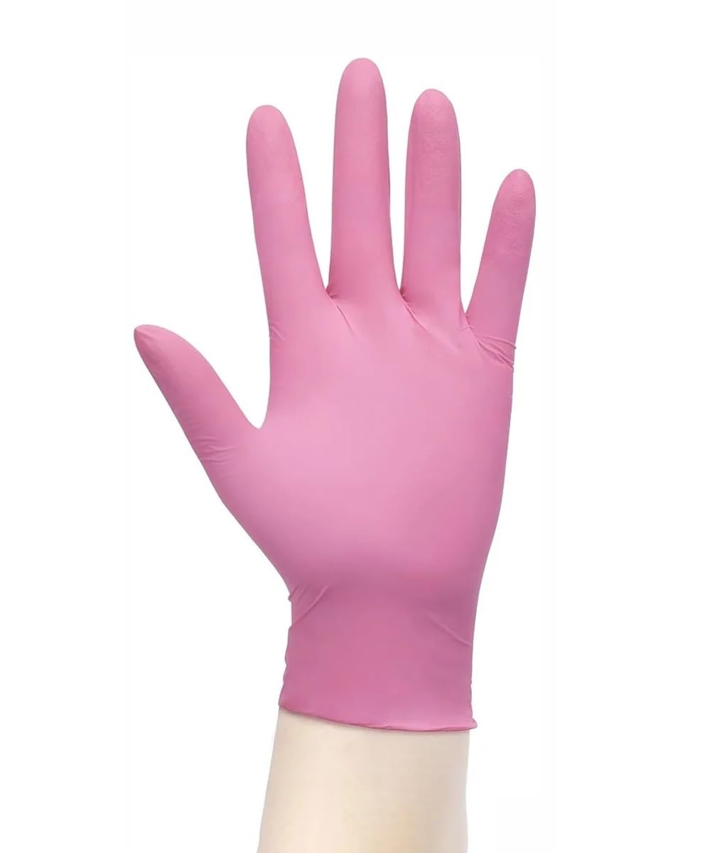 8/20/100 pezzi Guanti monouso in nitrile rosa senza polvere e lattice for cucina, casa, bellezza, cura degli animali domestici, tinture for capelli(Rose Red 1000PCS,M)