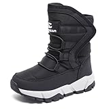 [くもにせ] スノーブーツ キッズ ブーツ 男の子 スノーシューズ 女の子 長靴 ジュニア 子供 防水 防寒 雪遊び 雪用 冬 ウインターブーツ ブラック 25