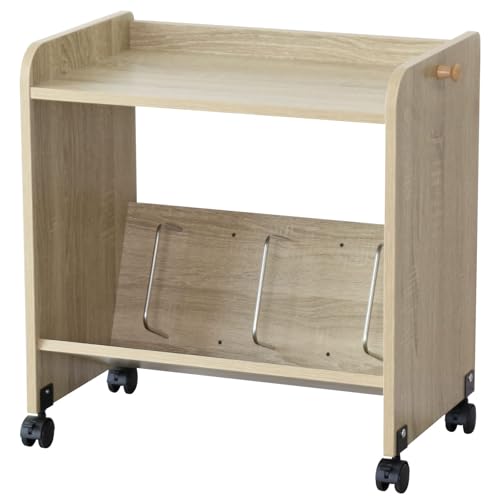 DORIS ドリス ラック 本棚 ファイルワゴン キャスター付き A4対応 収納棚 1段 ランドセルラック サイドワゴン ワゴン シェルフ オフィス収納 子供部屋 移動 木製 1人用 オーク アルバーン1段 【18033】