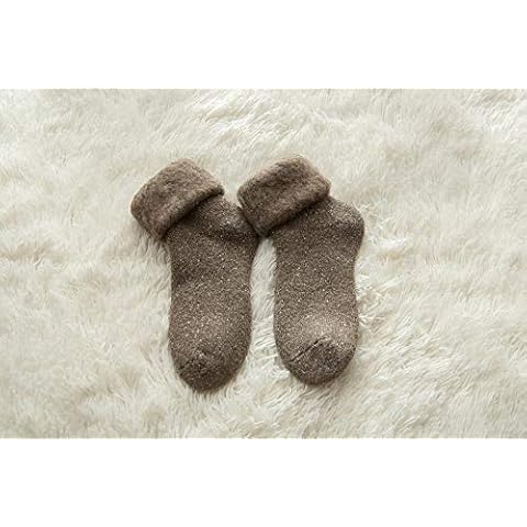 CCEKD Women's Socks 3 Pieces Women Winter Thickening Warm Plus Velvet Dots Snow Boots Towel Socks Floor Socks Ski Socks, Coffee Cover