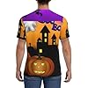 Halloween Owl Ghost Pumpkin Print Men V Neck Football Jerseys, Mesh Team Football T Shirts Gym Workout Athletic Tee Shirt Black #3