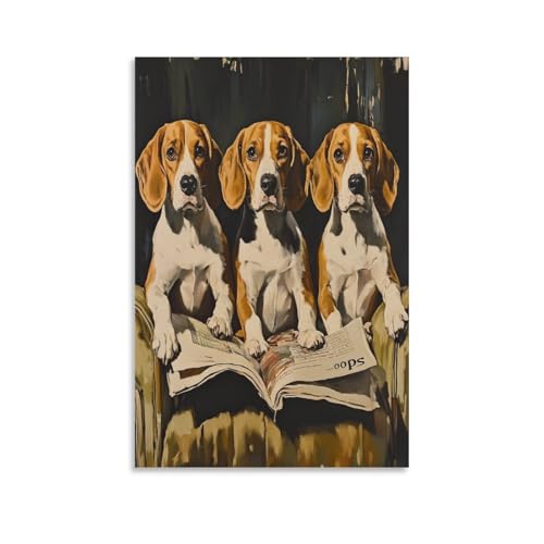 Tableau Beagle 50x75cm impression sur toile moderne pour décoration murale de couloir
