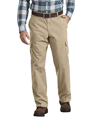 Dickies Men s Ripstop Cargo Pant Regular Straight Fit, Rinsed Desert Sand, 36 34