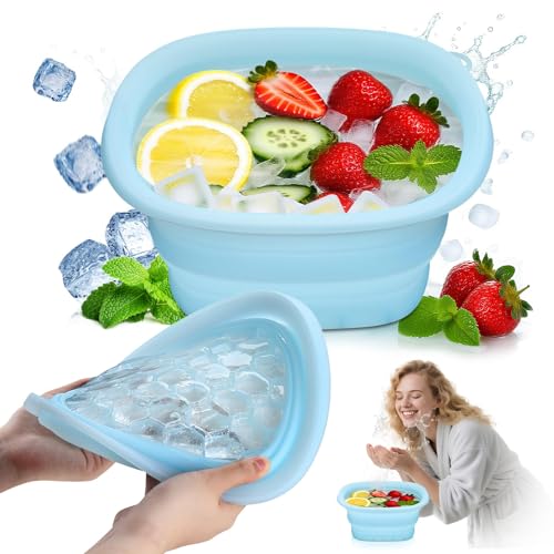 Snuggery Face Bowl for Ice with Built-In Ice Tray - Collapsible Silicone Face Ice Bath Bowl for Skin Refreshing, Puffiness Relief, Morning Skincare Routine for Home and Travel