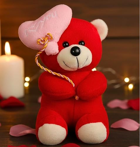 Image of Tickles I Love You Ballon Heart Teddy Soft Stuffed Plush Toy for Couples Boyfriend, Girlfriend, Wife & Husband Valentine Gift (Size: 45 cm Color: Red)