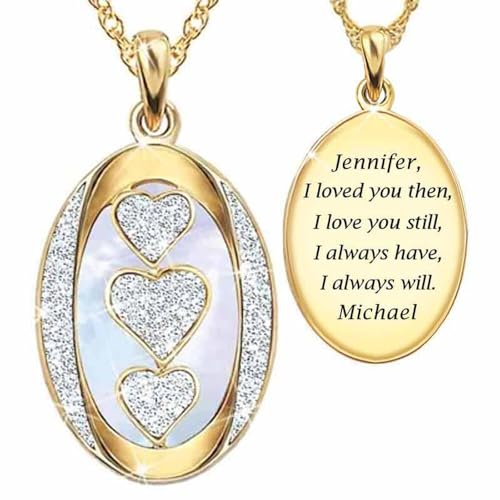 The Danbury Mint Diamond “I Love You” Personalized Pendant Necklace - Personalized Jewelry Gift for Her #5238-0284