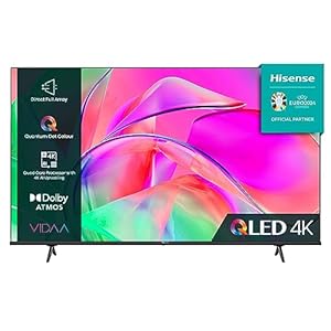 Hisense 50 Inch QLED Smart TV 50E77KQTUK – Quantum Dot Colour, 60Hz VRR, Dolby Vision, Bluetooth&HDMI, Share to TV, and Youtube, Freeview Play, Netflix and Disney+ (2023 New Model)