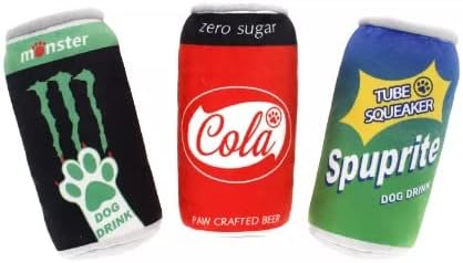 Energy Drink Plush Soda Dog Toy - Stuffed Squeaky Dog Toy - Funny Cute Parody- Safe, Durable, for Aggressive Chewers & Aggressive Squeakers