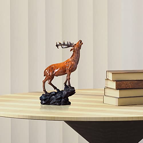 Fairyville Lifelike Bronze Elk - Pure Copper Deer Statue For Christmas - Brass Sculpture Collectable Table Decor - Figurine For Home Decorations And Gift (H 11.8'') '' (Color) #TOP4