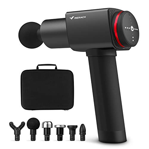 BELOEN Merach Cordless Handheld Muscle Massage Gun with 6 Heads, 6-Speed Electric Quiet Deep Tissue Muscle Massager Professional Percussion Vibration Massage