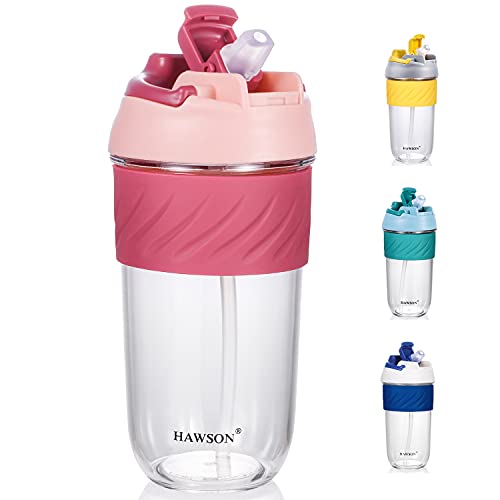 HAWSON Sports Water Bottle 15oz, Reusable Drinking Bottle for Office, Camping, Gym, Yoga - Kids/ Adults Bottles with Straw