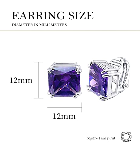 Lavina Funky Solitaire Earrings Series - Cz Square Fancy Cut Clip On Earrings For Women Mom Men Fashion Wedding Party Prom Christmas Gift Jewelry (Orange) #TOP4