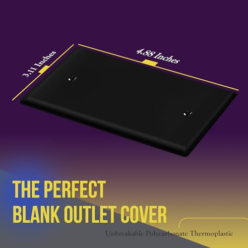 Image of ENERLITES 5 Pack Mid-Size Blank Wall Plate Cover, No Device, 1-Gang, Black | Medium size 4.88 inch x 3.11 inch, cover unused electrical box /outlet /switch, unbreakable polycarbonate, UL-listed, easy to install