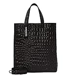 zwei kurze Henkel Liebeskind Berlin Damen Paper Bag Tote Kroko Handtasche, Schwarz (Black), Medium