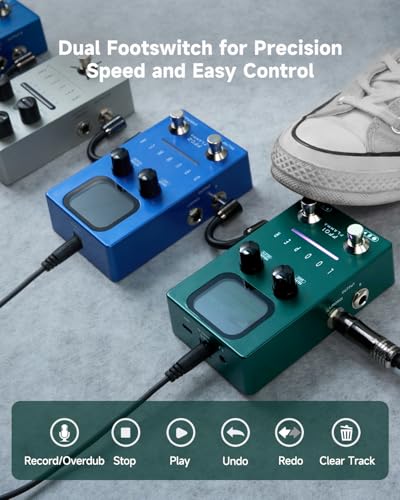 Image of FLAMMA Looper Guitar Pedal, FF01 Looper Pedal with 40 Slots 160 Mins Looping Time, Stereo Guitar Loop Pedals with Screen for Electric Guitar /Bass, Fade Out, USB Data Management