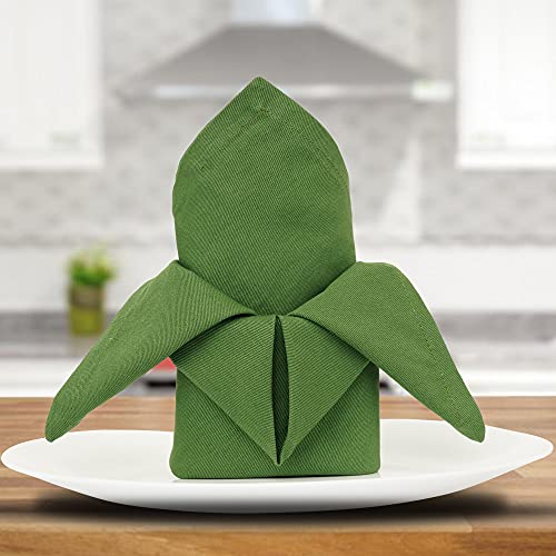 Sweet Needle - Pack of 12-100% Cotton Oversized Dinner Christmas Napkins 45 CM x 45 CM (18 IN x 18 IN), Green - Heavy weight fabric for daily use with Mitered corners finish, Green - Image 2