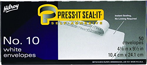 Hilroy No. 10 Press-It Seal-It Boxed Envelopes, 4-1/8" x 9-1/2", White, 20-Pound Weight, 50-Count (36712) image 3