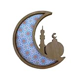 Cemaystic EIDサービングトレイ ムーンシェイプ – 天然木テクスチャー 食事用トレイ 家庭用ディスプレイ フェスティバル装飾 (スタイル1)