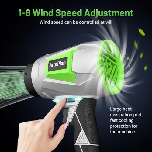 Handheld Leaf Blower Cordless, 950,000 RPM with 21V & 4.0Ah Battery & Fast Charger, 6 Adjustable Speeds, Portable Leaf Blower for Patio, Lawn, Yard, Snow, Car Cleaning, Green — view 4