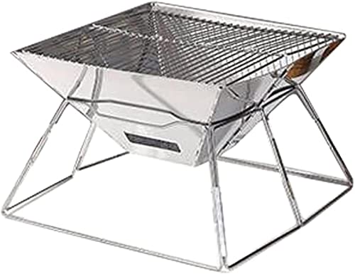 Barbecue à gaz et charbon pliable en acier inoxydable pour camping